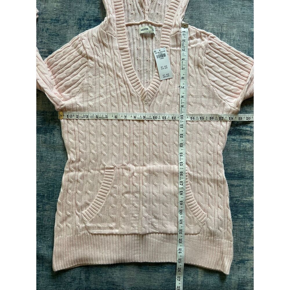 NWT! Hollister Pink Cable Knit V Neck Hoodie Sweater XL - Picture 6 of 7